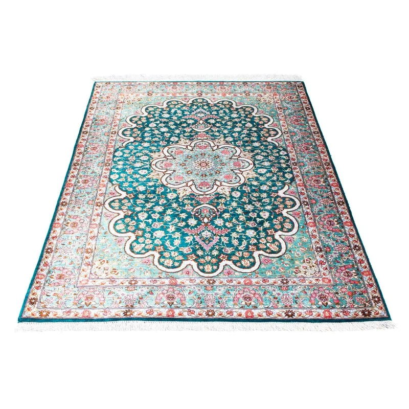 Ghom Teppich 100x152cm - Perserteppich - grün