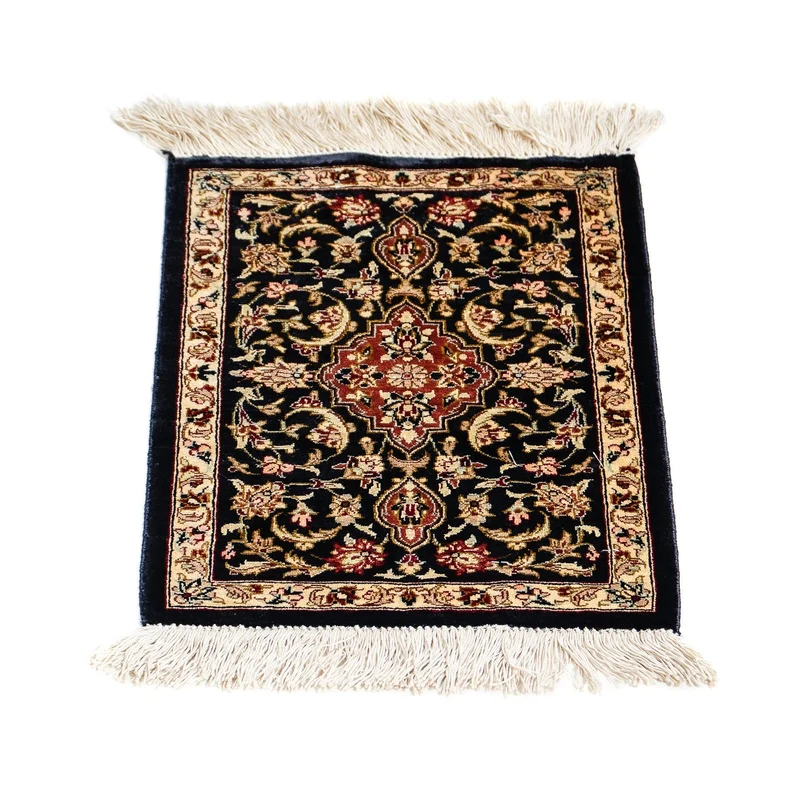 Ghom - Seide Teppich 28x41cm - Perserteppich - dunkelblau