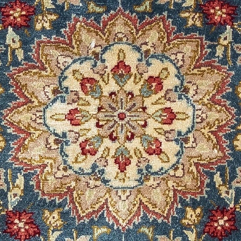 Ghom - Seide Teppich 27x44cm - Perserteppich - dunkelblau