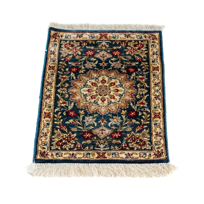 Ghom - Seide Teppich 27x44cm - Perserteppich - dunkelblau