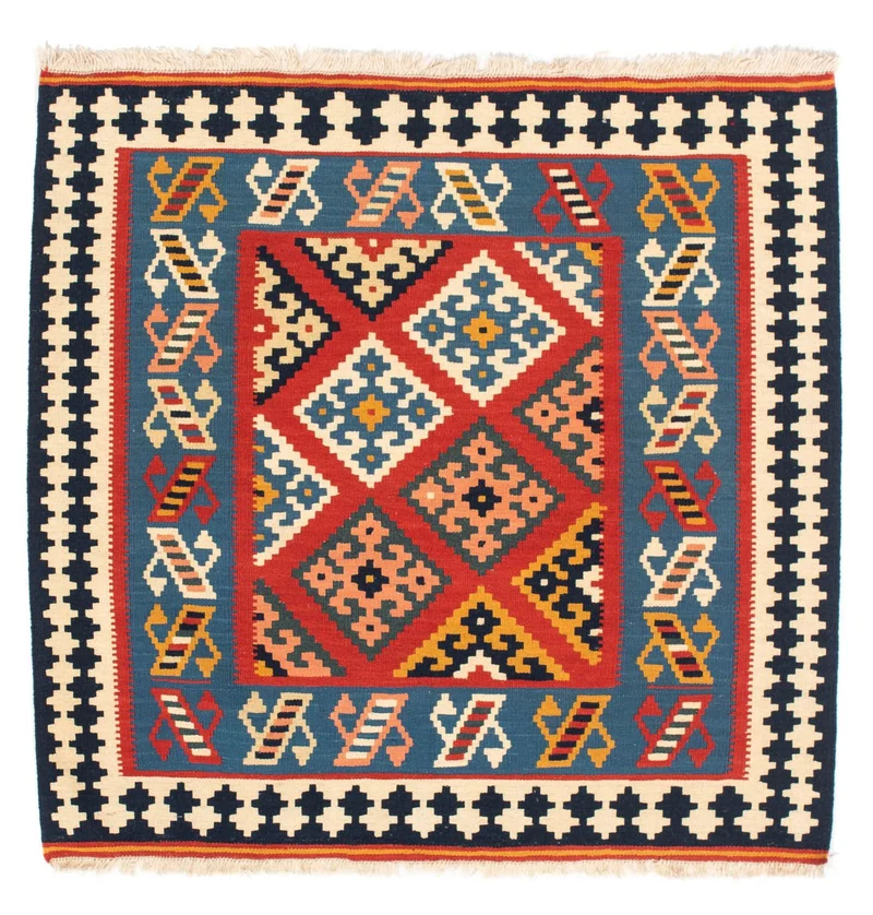 Kelim Fars Teppich 103x105cm - dunkelrot