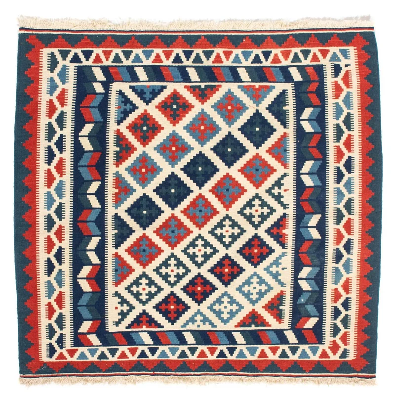 Kelim Fars Teppich 100x100cm - beige