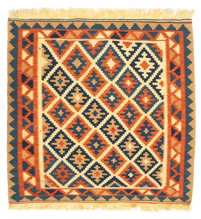 Kelim Fars Teppich 100x100cm - beige