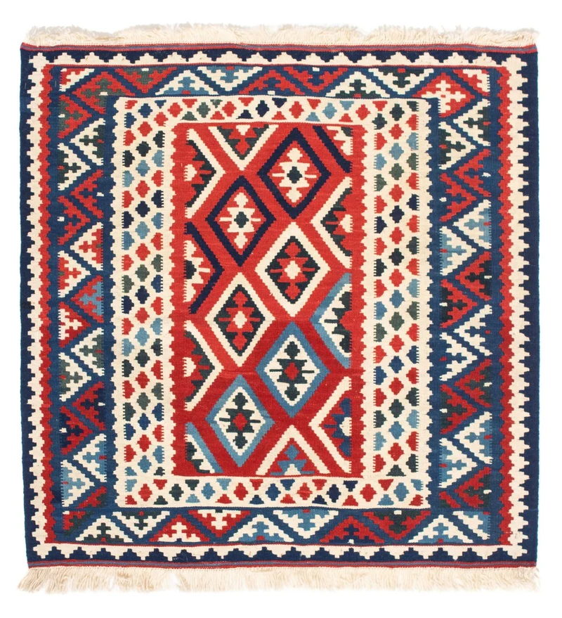 Kelim Fars Teppich 102x104cm - dunkelrot