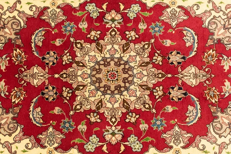 Täbriz - 50 Raj Teppich 103x154cm - Perserteppich - rot