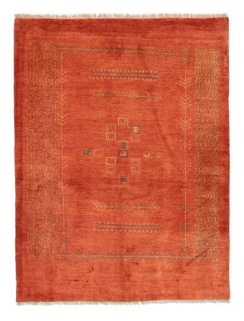 Gabbeh Persisch Teppich 151x198cm - Perserteppich Wollteppich - rost