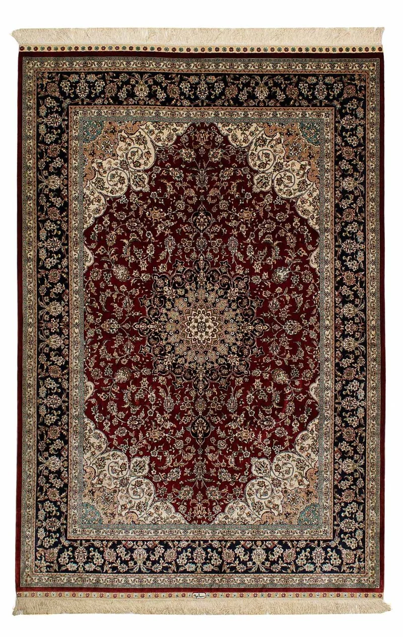 China Seide Teppich 137x198cm - Orientteppich - dunkelrot