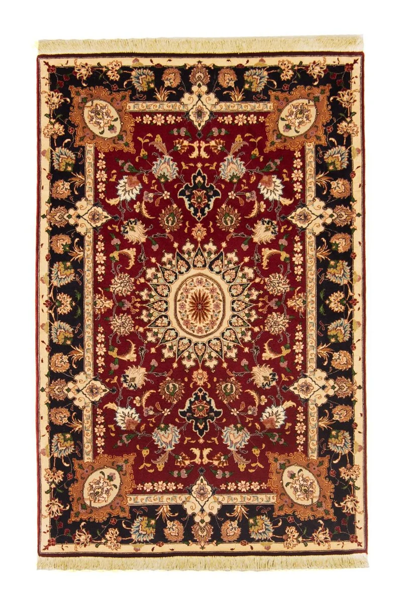 Täbriz - 50 Raj Teppich 102x154cm - Perserteppich - rot