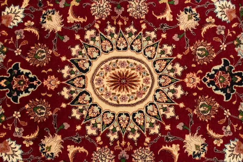 Täbriz - 50 Raj Teppich 102x154cm - Perserteppich - rot