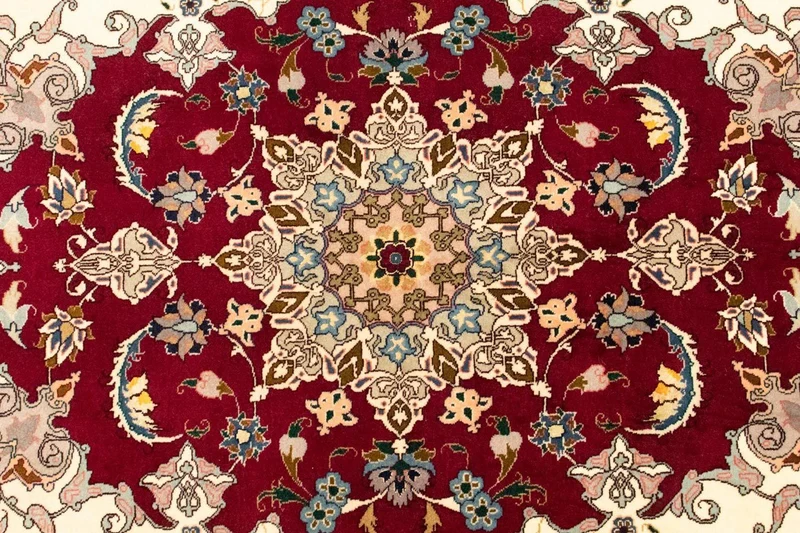 Täbriz - 50 Raj Teppich 100x147cm - Perserteppich - rot