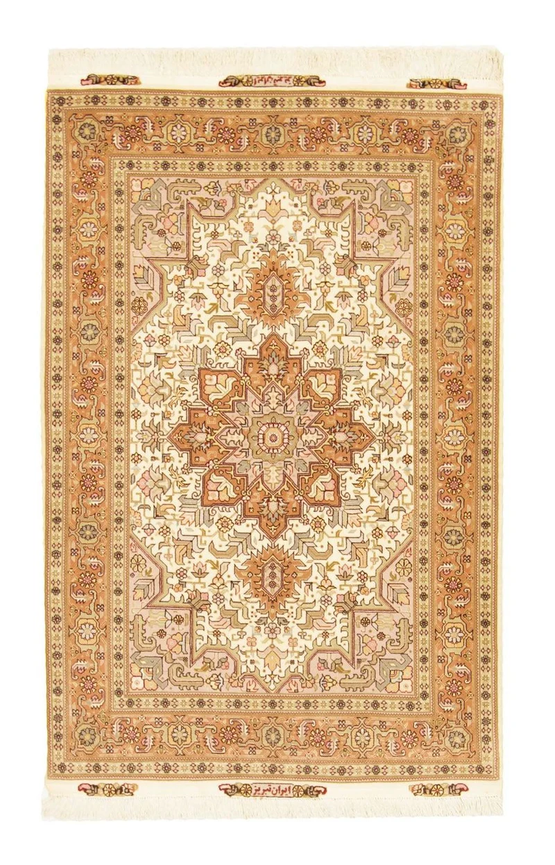 Täbriz - 50 Raj Teppich 102x156cm - Perserteppich - beige