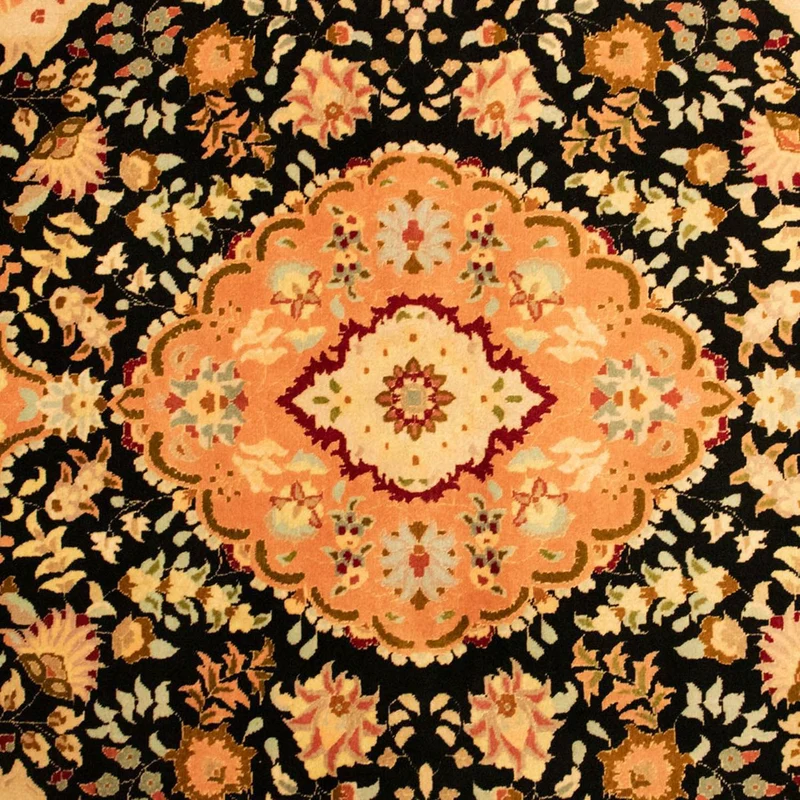 Täbriz - 50 Raj Teppich 103x155cm - Perserteppich - schwarz