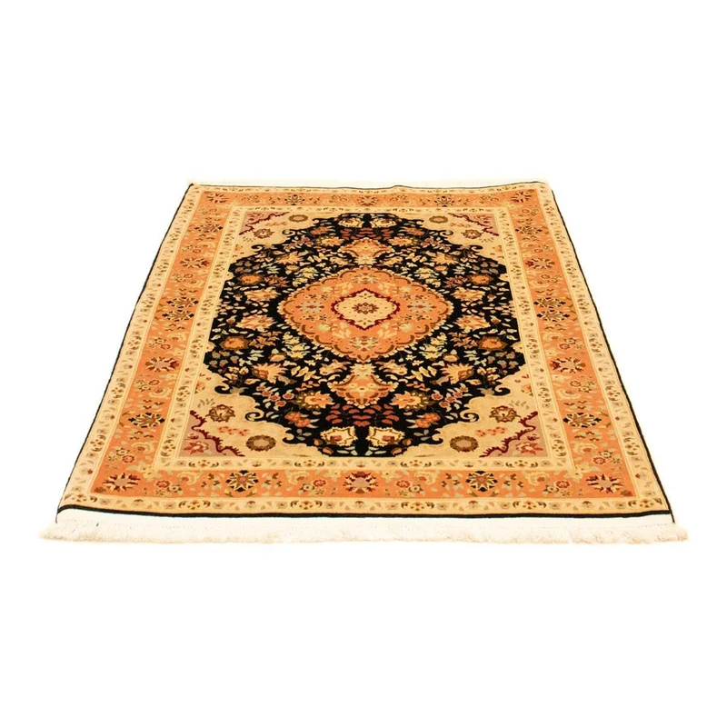 Täbriz - 50 Raj Teppich 103x155cm - Perserteppich - schwarz