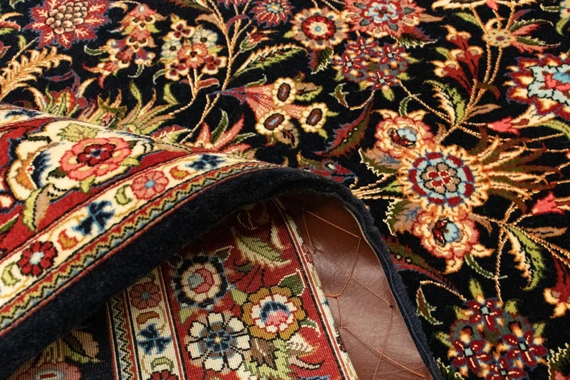 Ghom Teppich 102x156cm - Perserteppich - schwarz