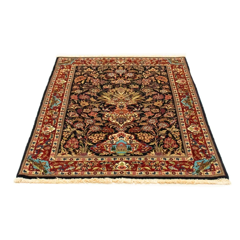 Ghom Teppich 102x156cm - Perserteppich - schwarz