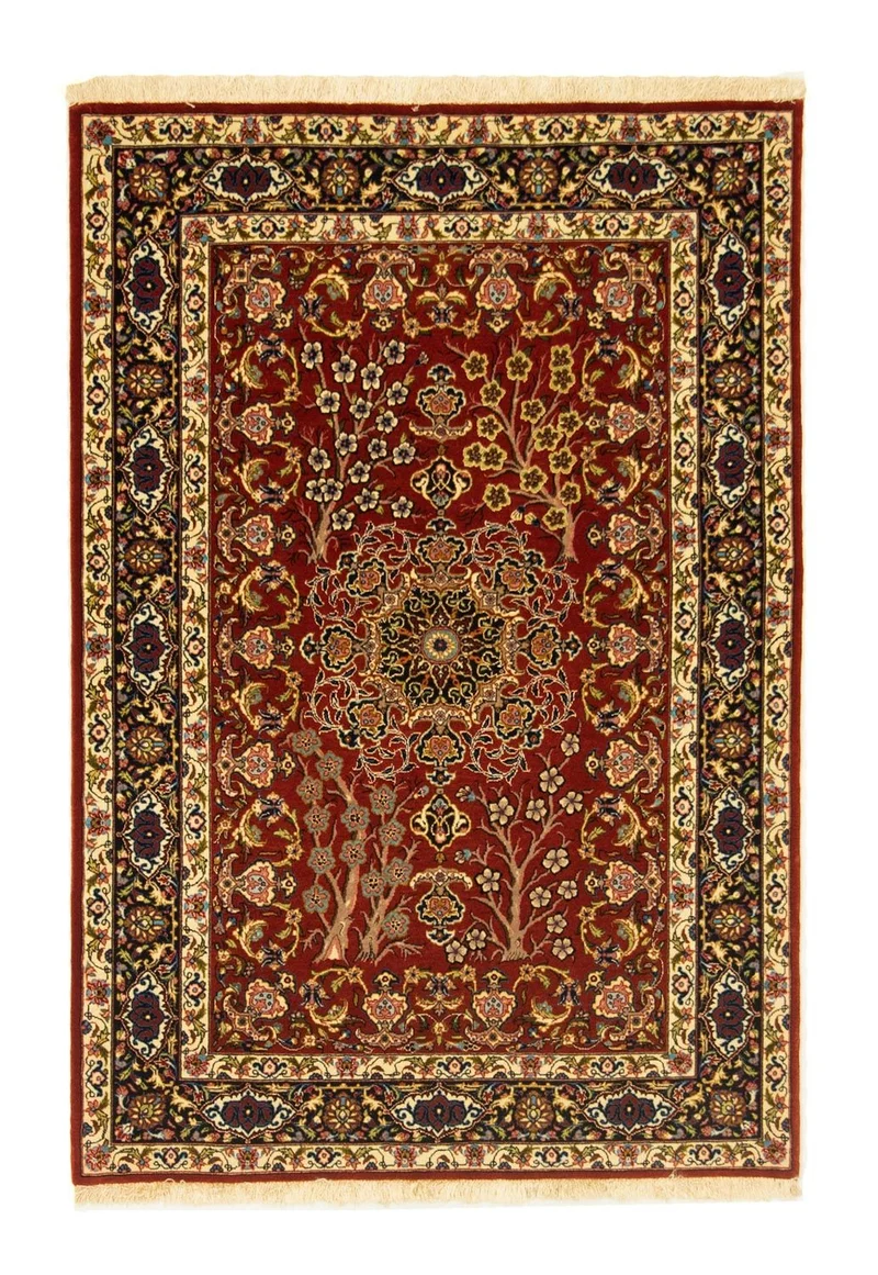 Ghom Teppich 102x148cm - Perserteppich - rot