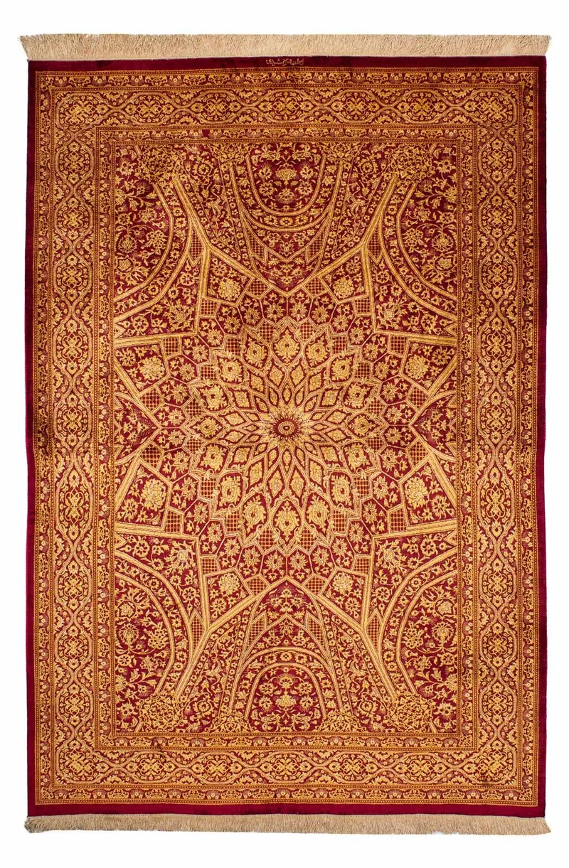 Ghom - Seide Teppich 132x216cm - Perserteppich - dunkelblau