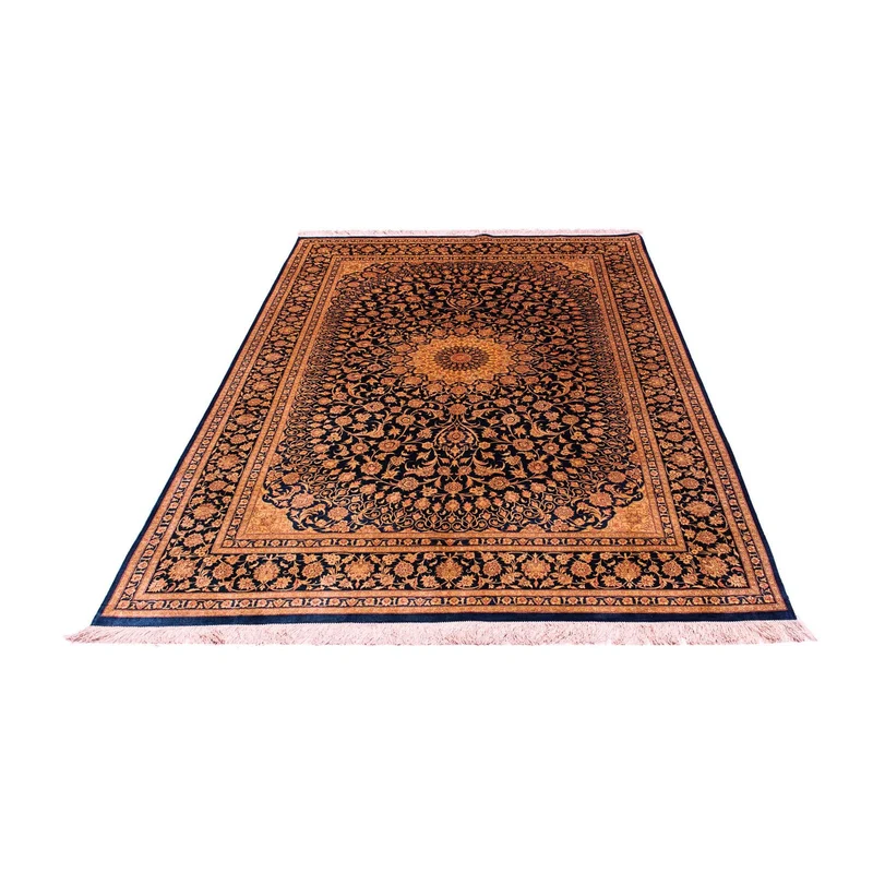 Ghom - Seide Teppich 132x216cm - Perserteppich - dunkelblau
