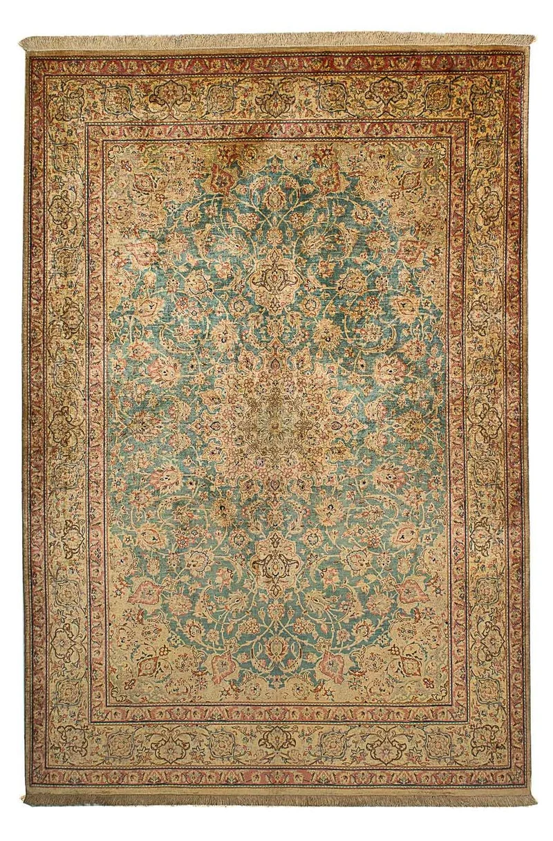 Ghom - Seide Teppich 132x216cm - Perserteppich - dunkelblau