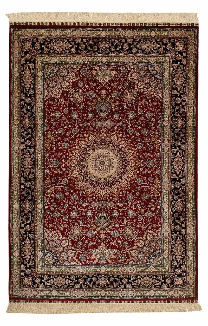 China Seide Teppich 122x183cm - Orientteppich - dunkelrot