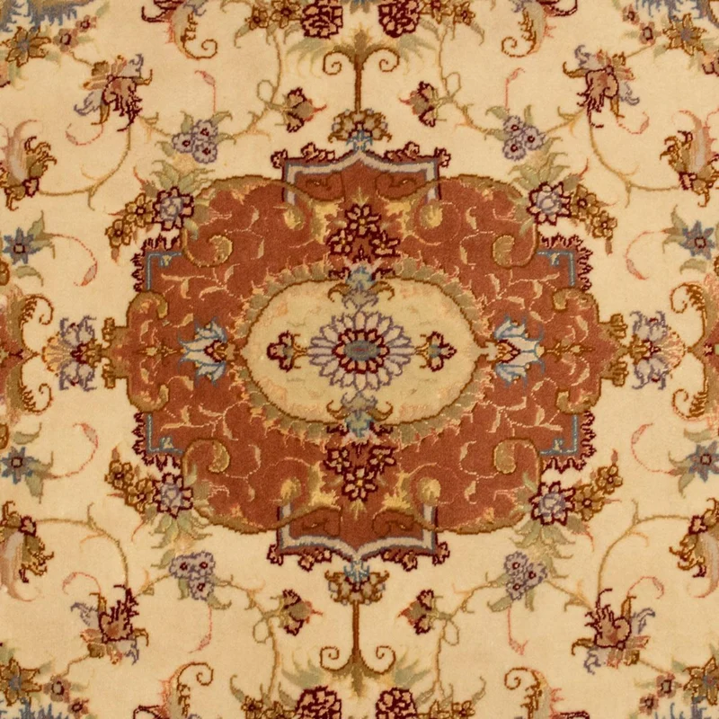 Täbriz - 50 Raj Teppich 100x150cm - Perserteppich - beige