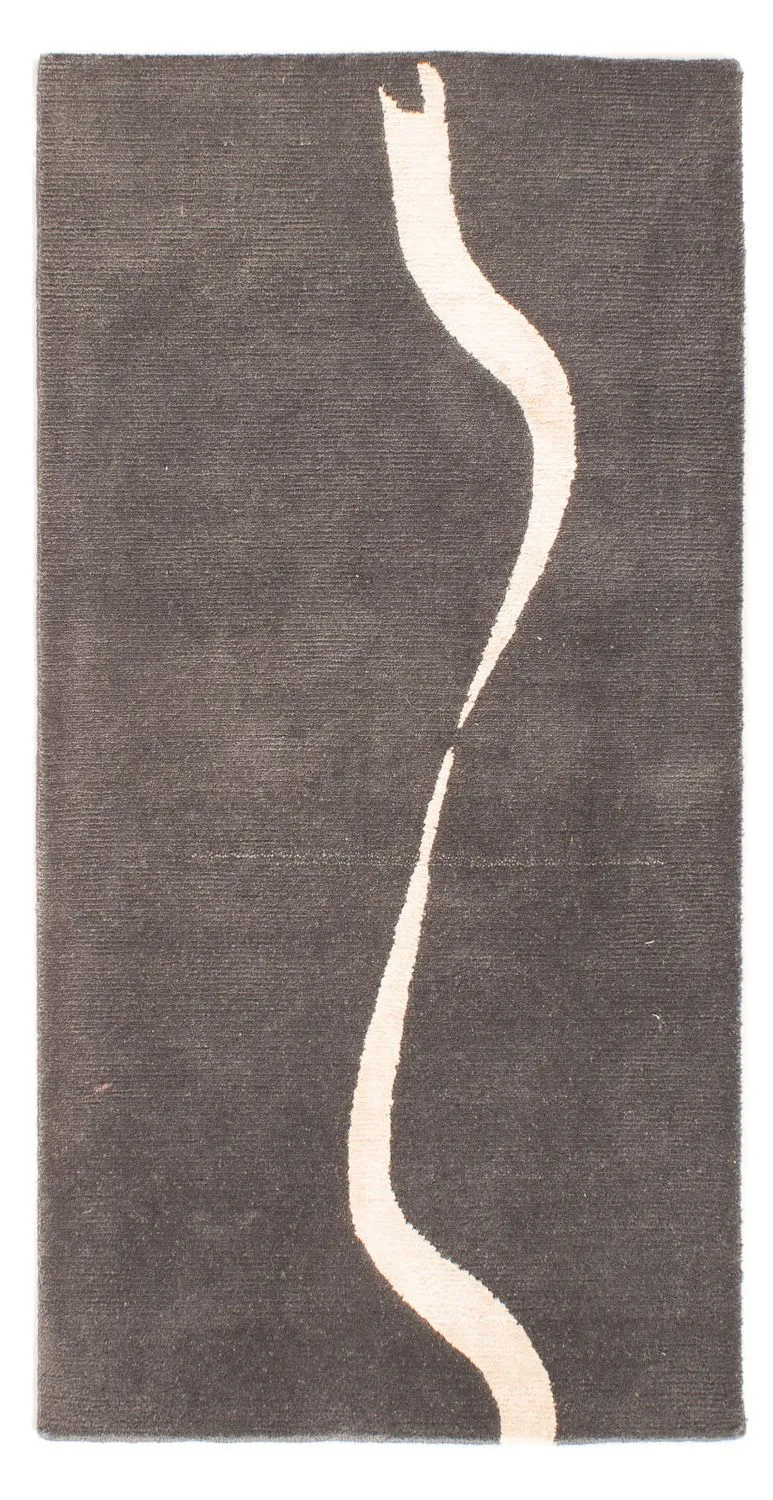 Nepal Teppich 60x120cm - Wollteppich - grau