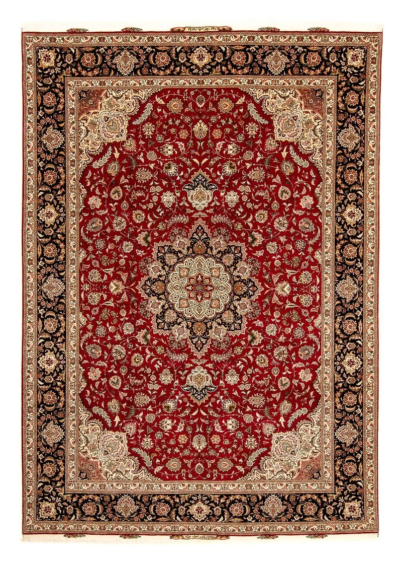 Täbriz - 50 Raj Teppich 252x352cm - Perserteppich - dunkelrot