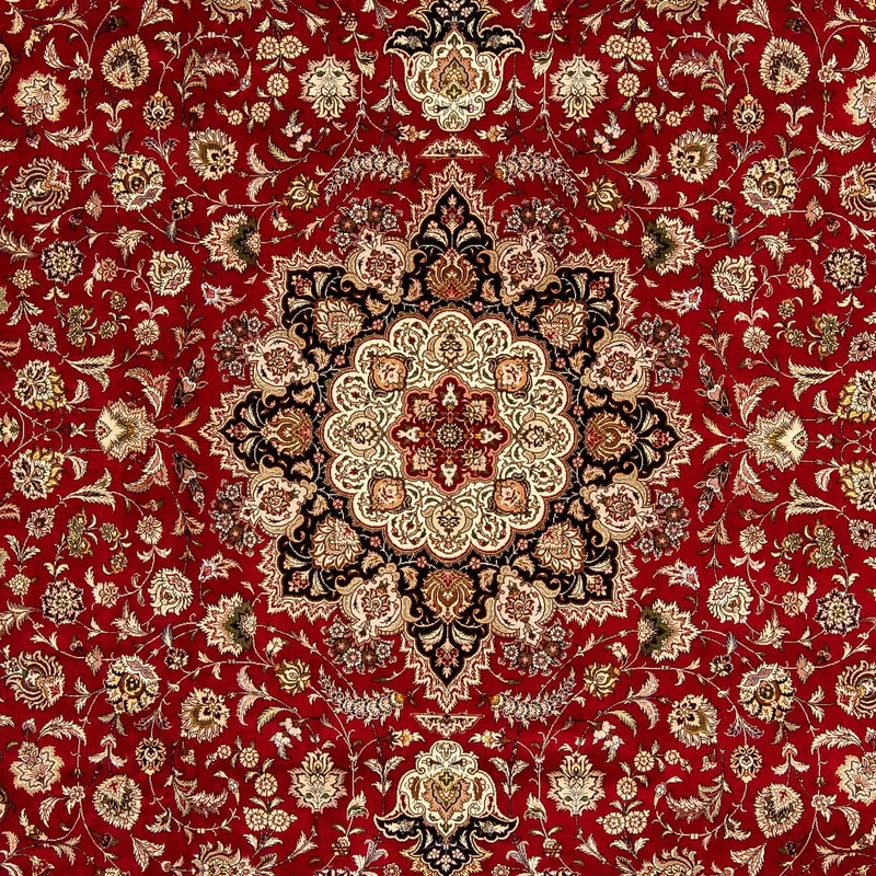 Täbriz - 50 Raj Teppich 252x352cm - Perserteppich - dunkelrot