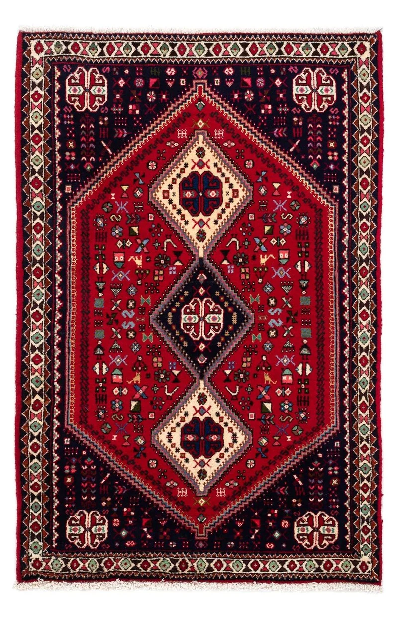 Abadeh Teppich 98x148cm - Perserteppich - dunkelrot