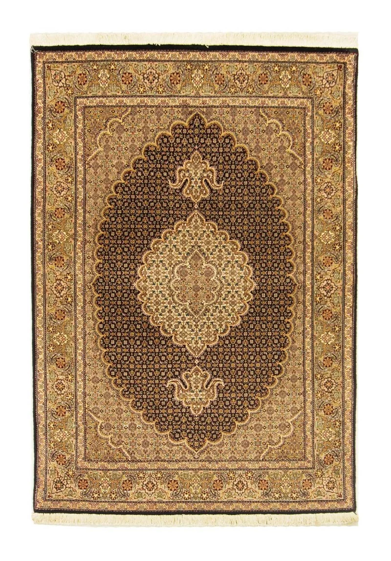 Täbriz - 50 Raj Teppich 101x148cm - Perserteppich - schwarz