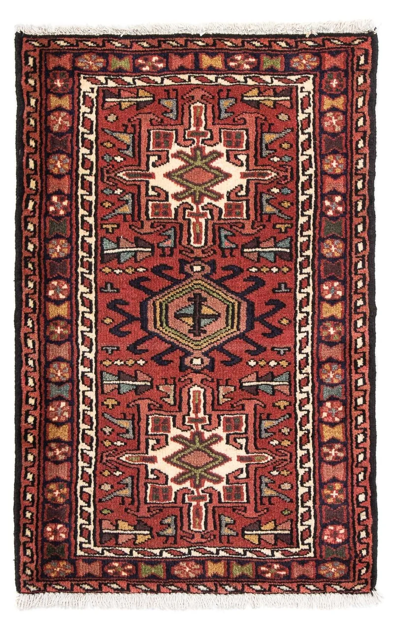 Qaraja Teppich 65x105cm - Perserteppich - dunkelrot