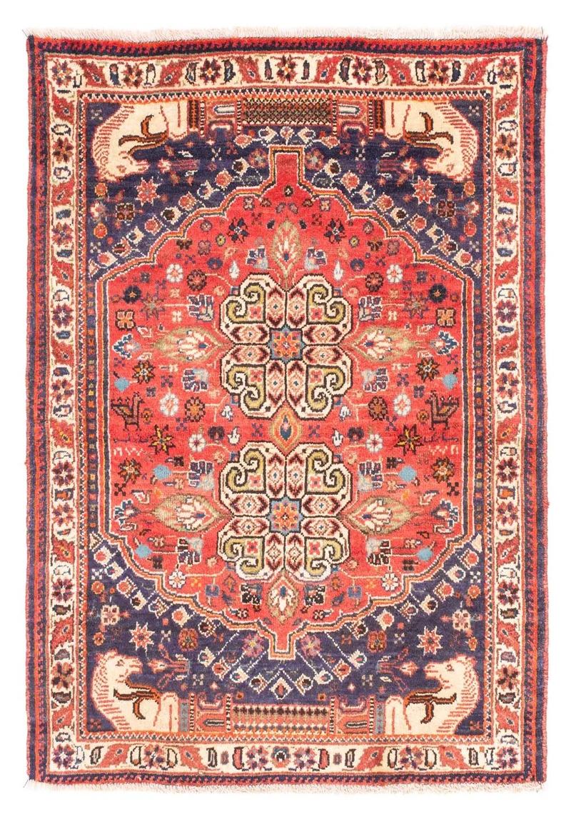 Shiraz Teppich 112x155cm - Perserteppich - hellrot
