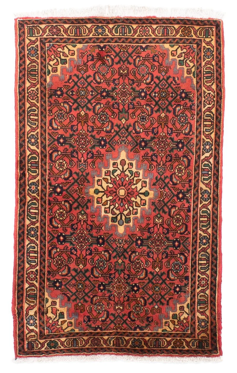 Hosseinabad Teppich 100x160cm - Perserteppich - dunkelrot