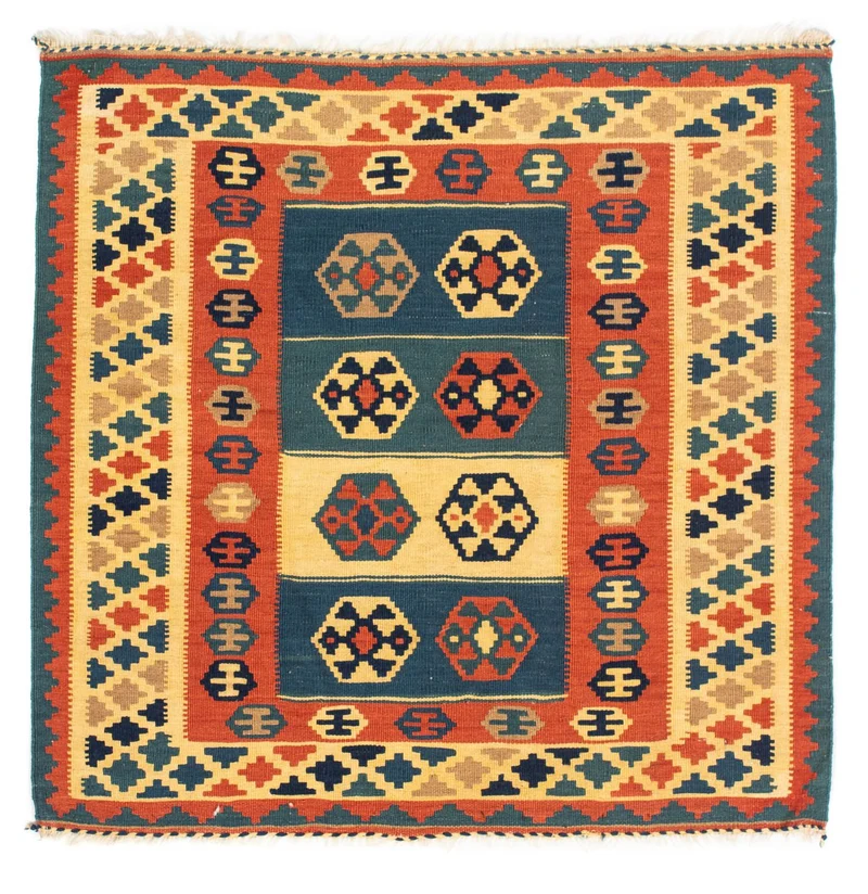 Kelim Fars Teppich 100x100cm - mehrfarbig