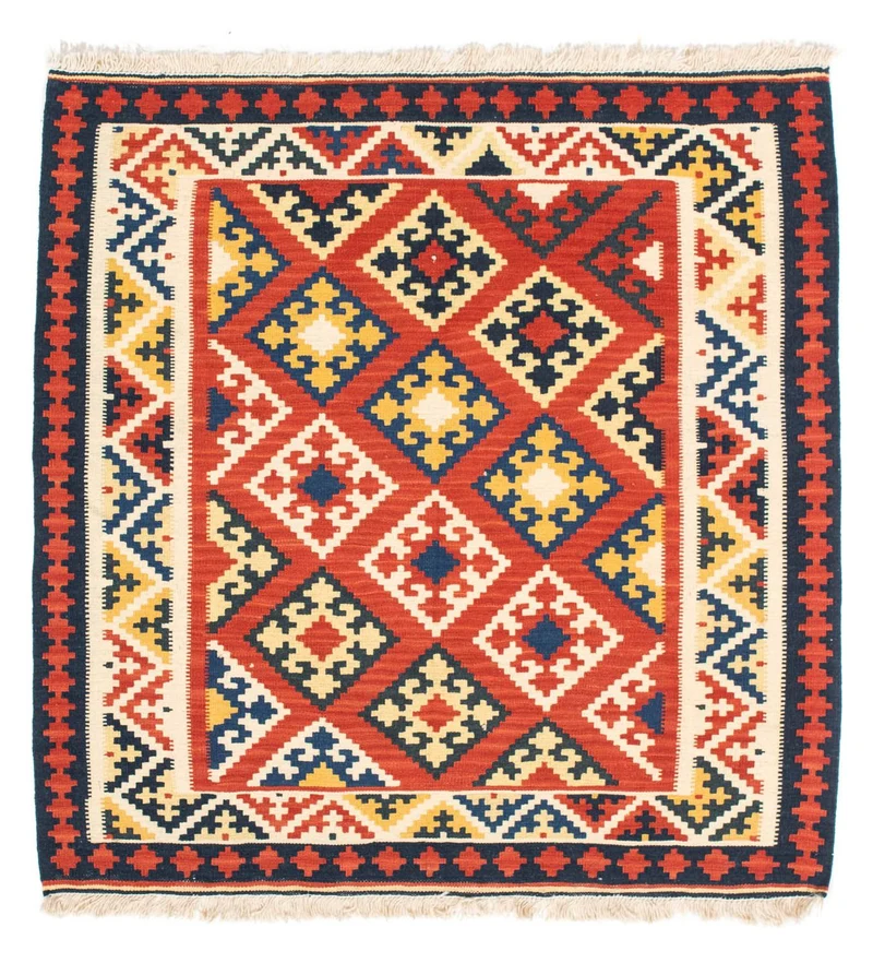 Kelim Fars Teppich 102x103cm - dunkelrot