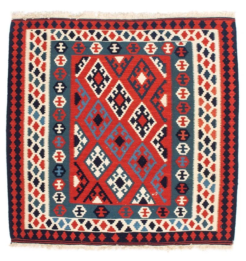 Kelim Fars Teppich 103x104cm - dunkelrot
