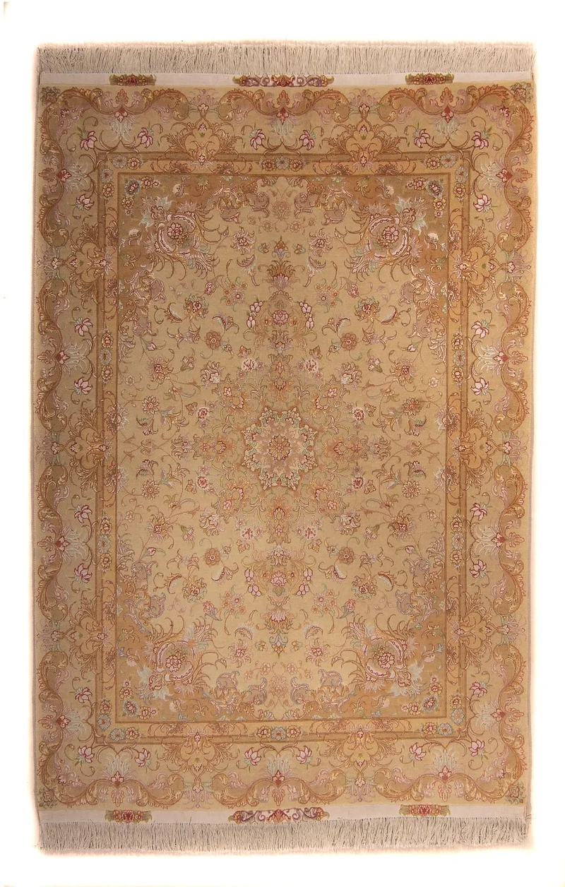 Täbriz - 60 Raj Teppich 150x200cm - Perserteppich - braun
