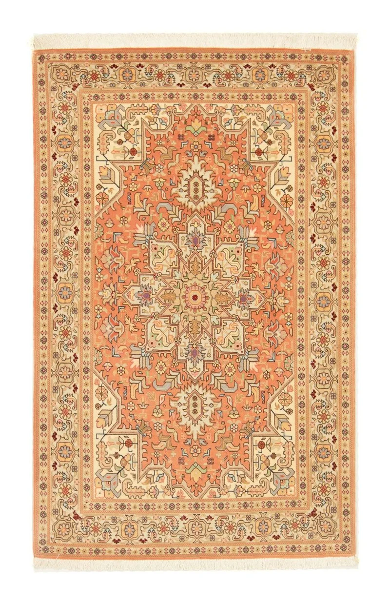 Täbriz - 50 Raj Teppich 100x160cm - Perserteppich - hellrot