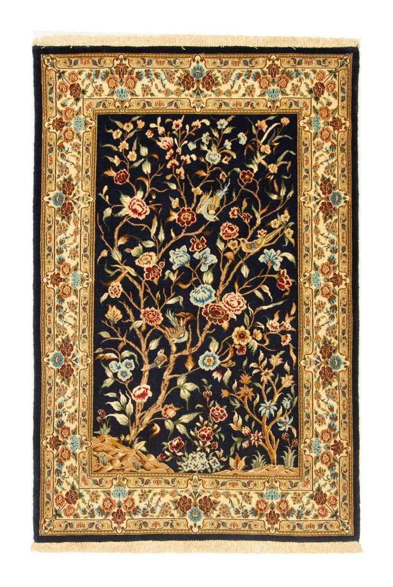 Ghom Teppich 100x154cm - Perserteppich - schwarz