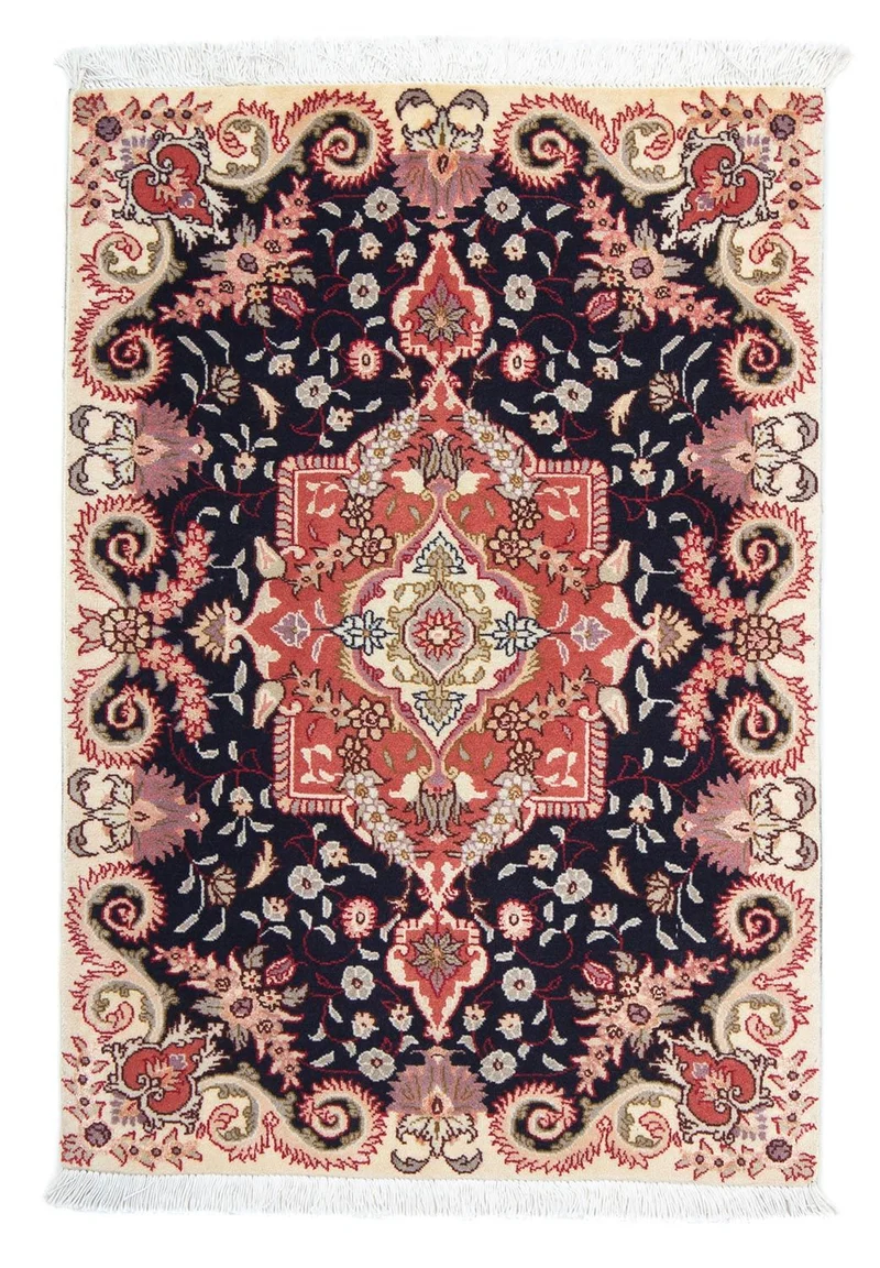 Täbriz - 50 Raj Teppich 61x92cm - Perserteppich - dunkelblau