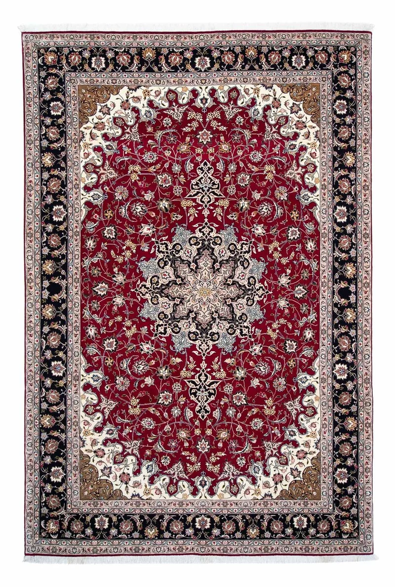 Täbriz - 50 Raj Teppich 205x318cm - Perserteppich - dunkelrot