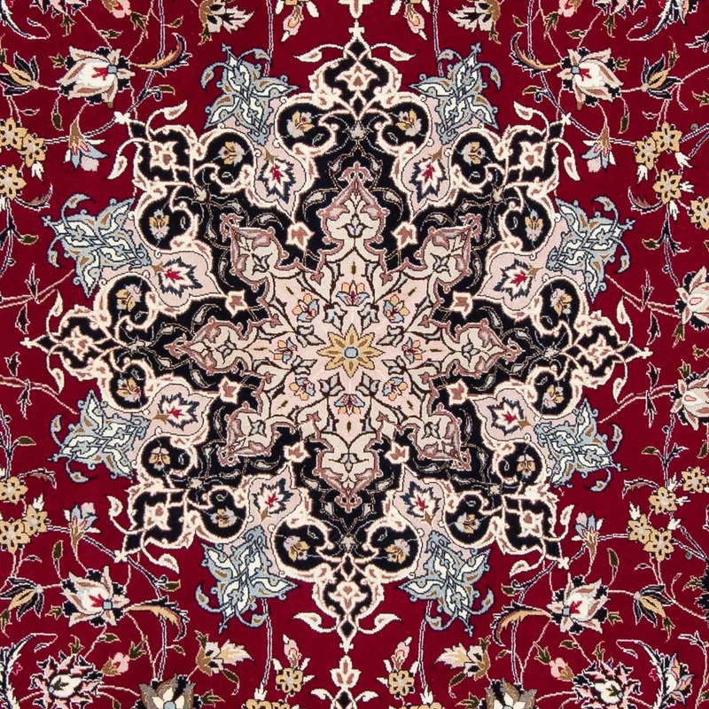 Täbriz - 50 Raj Teppich 205x318cm - Perserteppich - dunkelrot