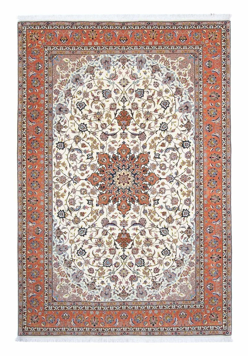 Täbriz - 50 Raj Teppich 200x298cm - Perserteppich - beige