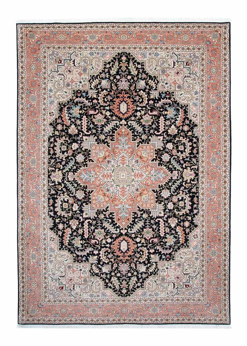 Täbriz - 50 Raj Teppich 204x300cm - Perserteppich - dunkelblau