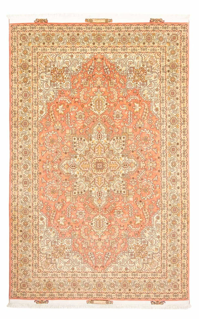 Täbriz - 50 Raj Teppich 200x301cm - Perserteppich - hellrot