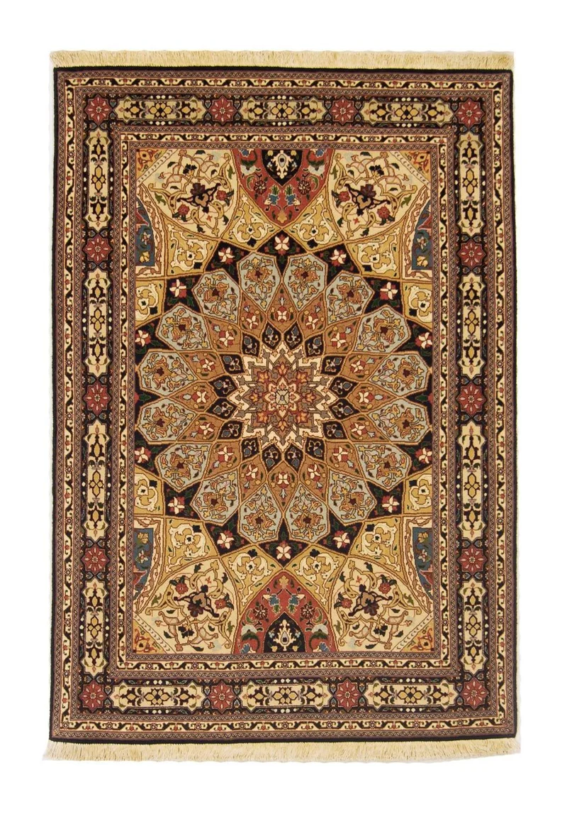 Täbriz - 50 Raj Teppich 103x151cm - Perserteppich - mehrfarbig