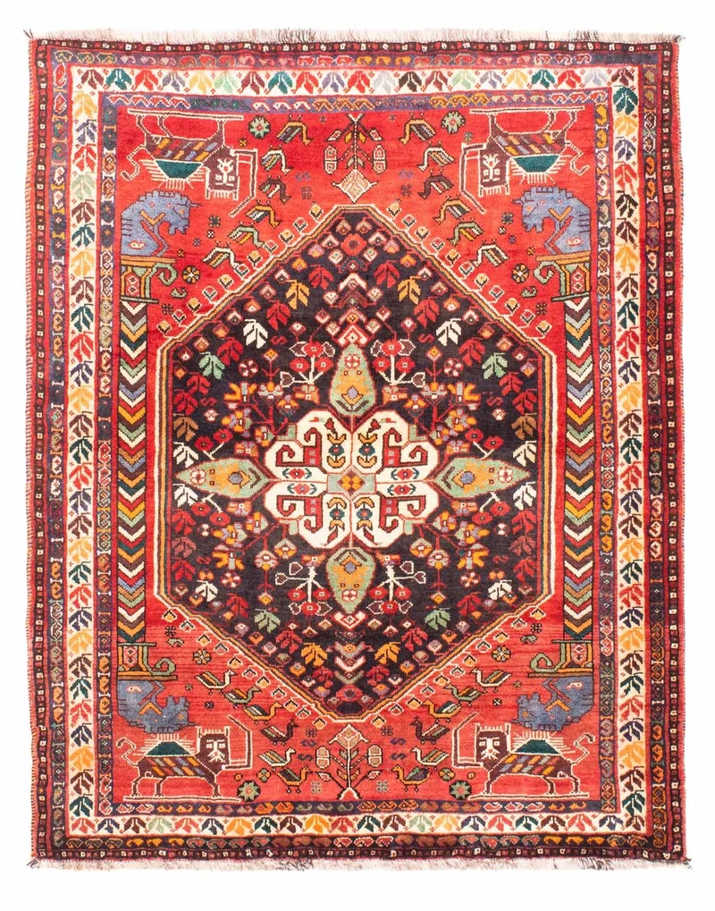 Ghashghai Teppich 120x153cm - Perserteppich - rot