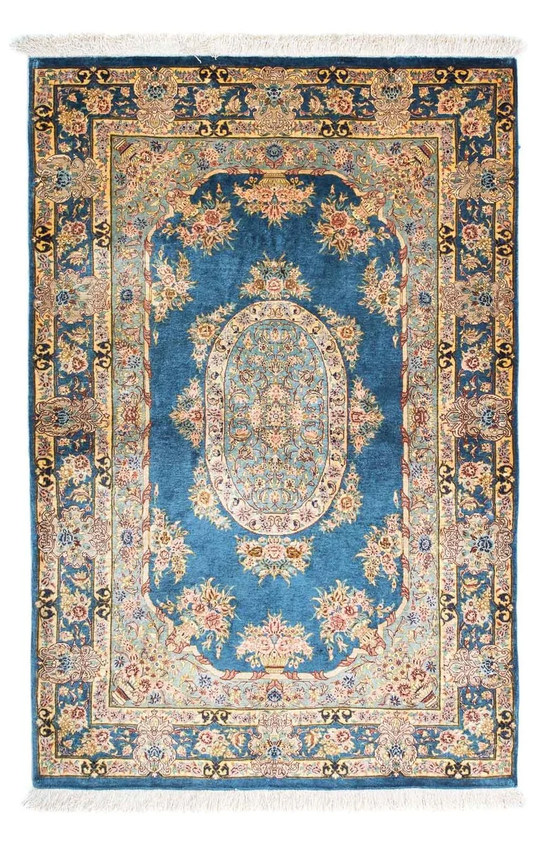 Ghom Teppich 80x121cm - Perserteppich - dunkelblau