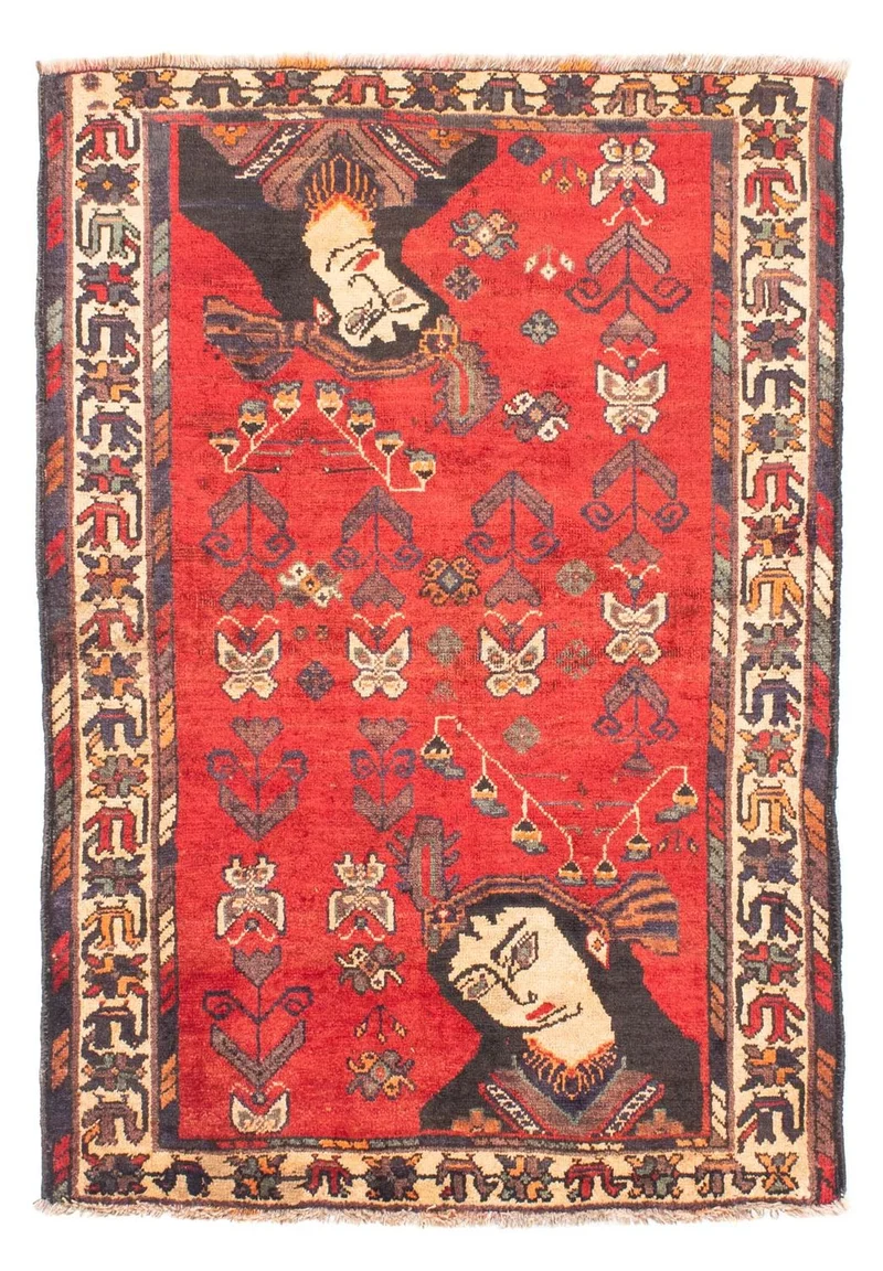 Shiraz Teppich 110x155cm - Perserteppich - dunkelrot