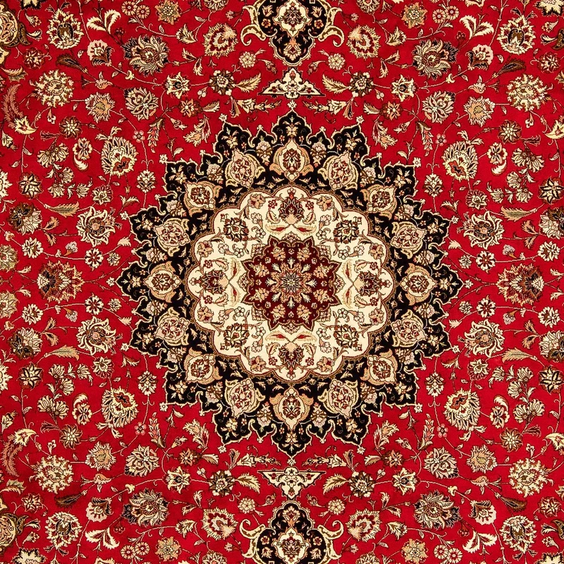 Täbriz - 50 Raj Teppich 250x358cm - Perserteppich - rot